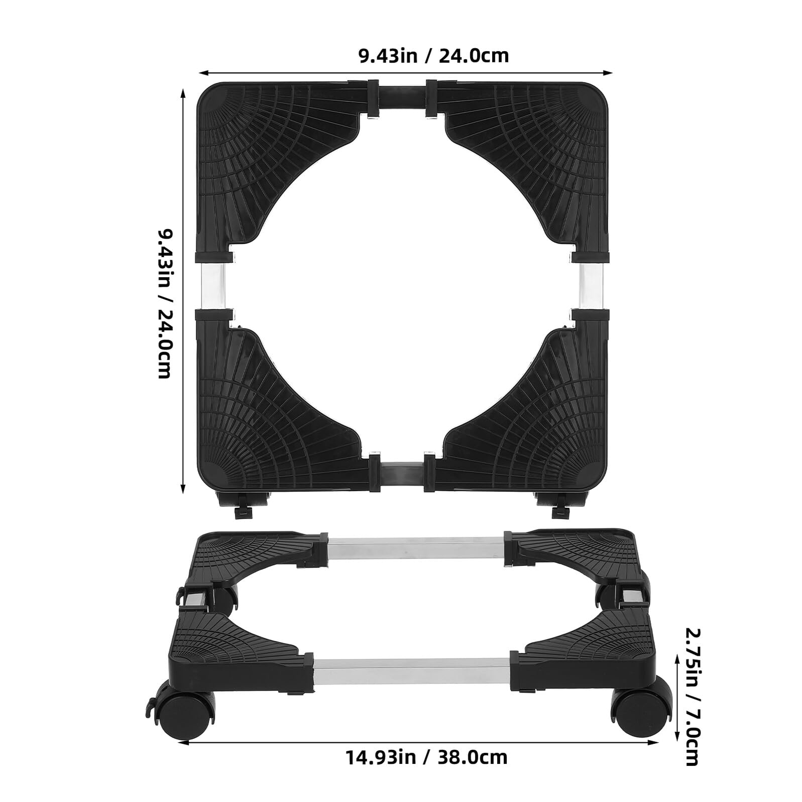 Soporte ajustable para plantas con ruedas, estructura de metal y polipropileno, extensible para macetas y cilindros de gas, ideal para uso doméstico u oficina, accesorio de jardín
