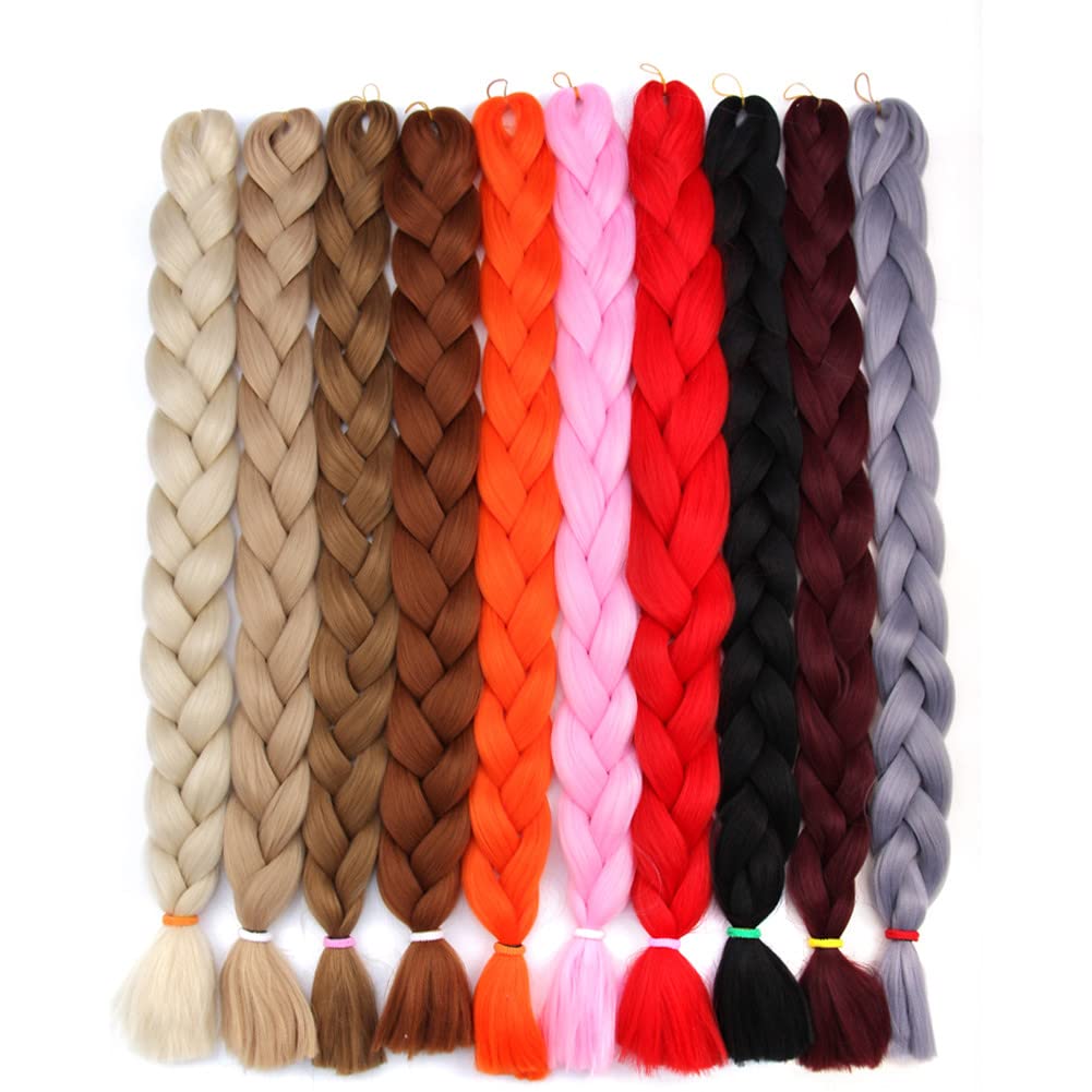 Extensión de pelo trenzado de 106 cm, 3 piezas/lote de una pieza, sintético Jumbo trenzado, color naranja