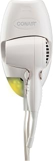 Conair Wall-Mount 1600W Hair Dryer with LED Nightlight - Compact Blow Dryer, 2 Heat/Speed Settings, White
