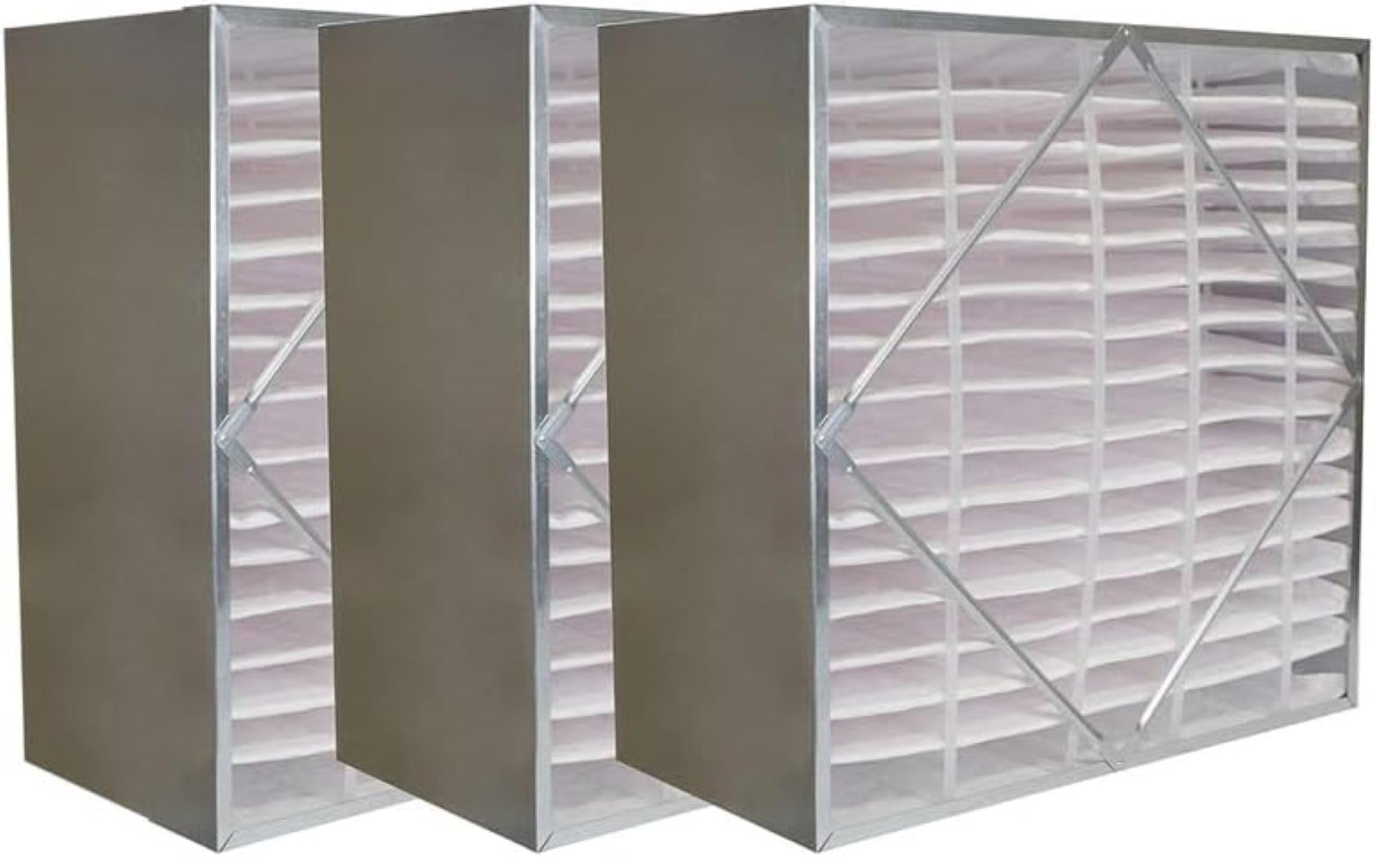 Filterbuy 24x24x12 Air Filter No Header (3-Pack), Rigid Cell Box Filters HVAC (Actual Size: 23.38 x 23.38 x 11.38)