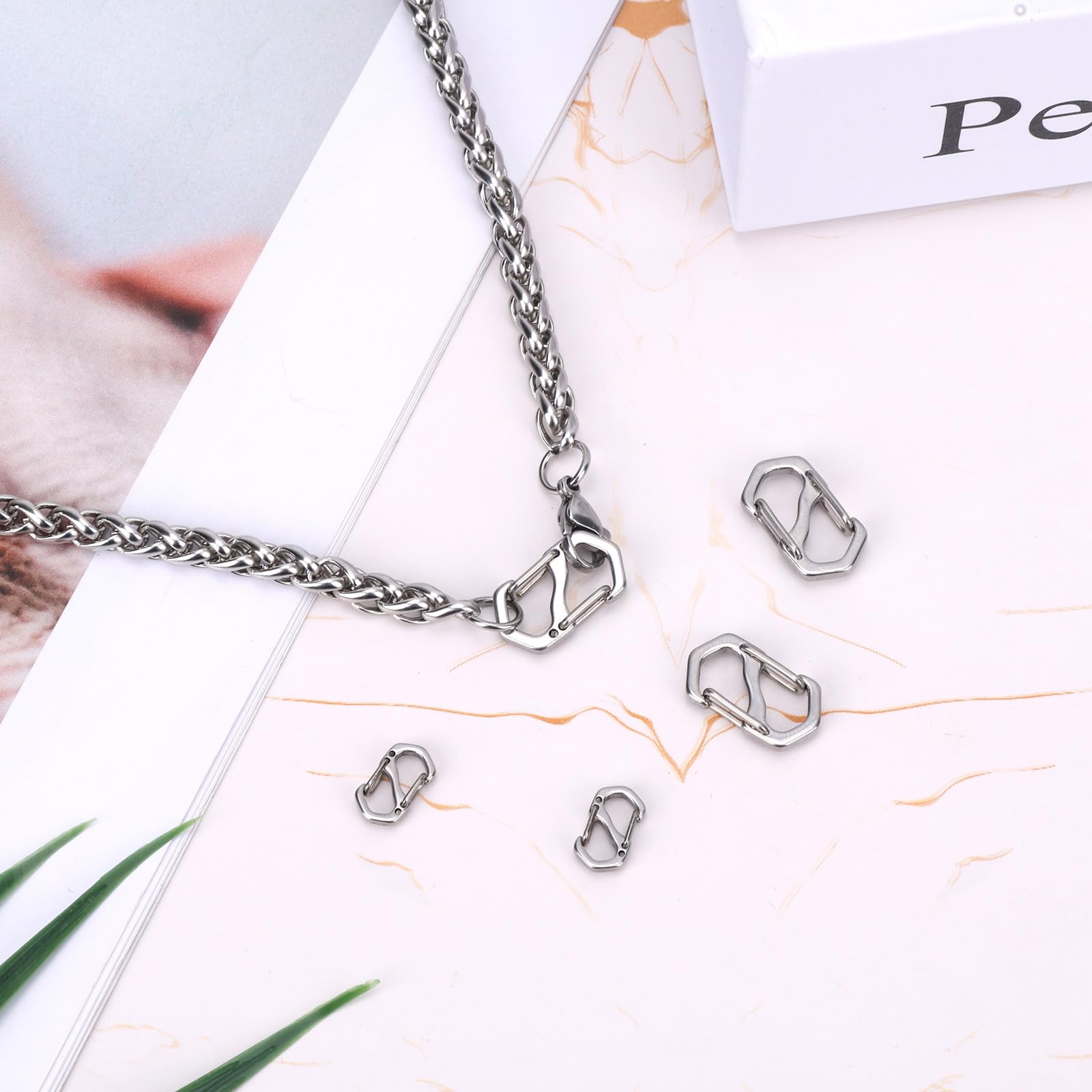 Chiusura a Moschettone a Doppia Apertura in Acciaio Inossidabile, Accorciatore per Collana e Bracciale, Fermagli per Gioielli Fai da Te (Argento) 12 Pezzi