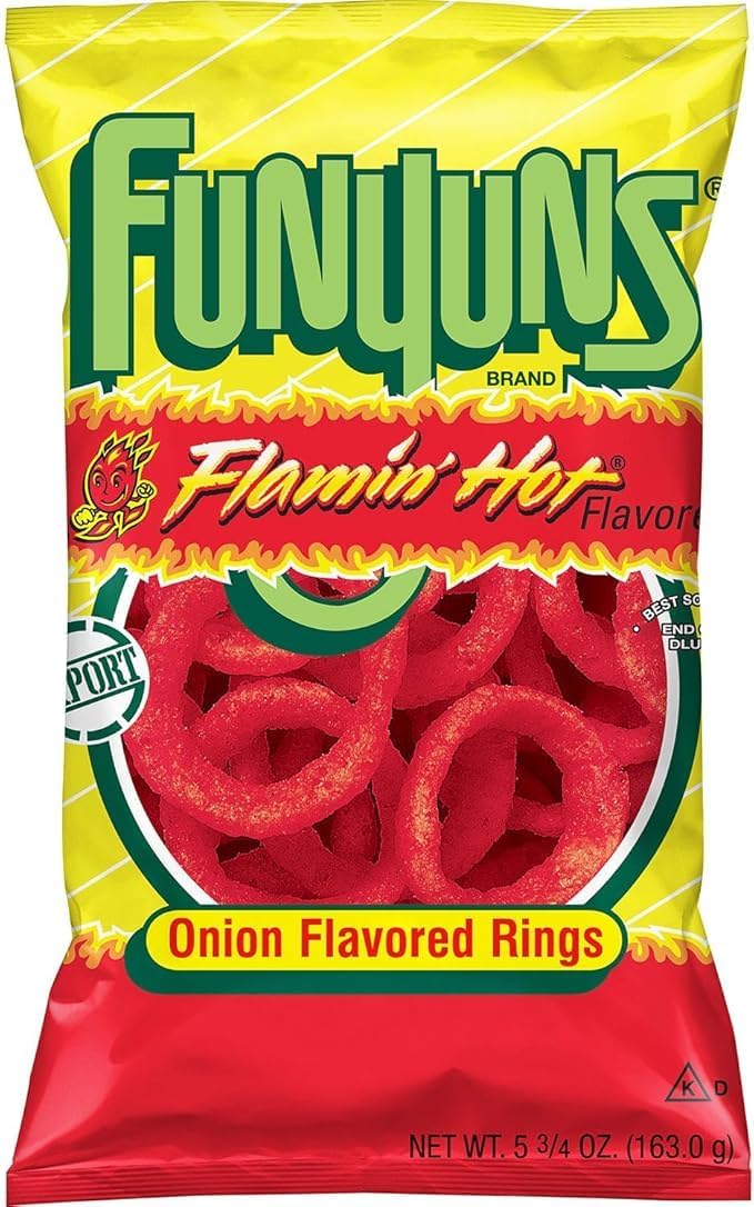 Frito Lay Funyuns Flaming Hot Onion Flavored Rings, 163 g