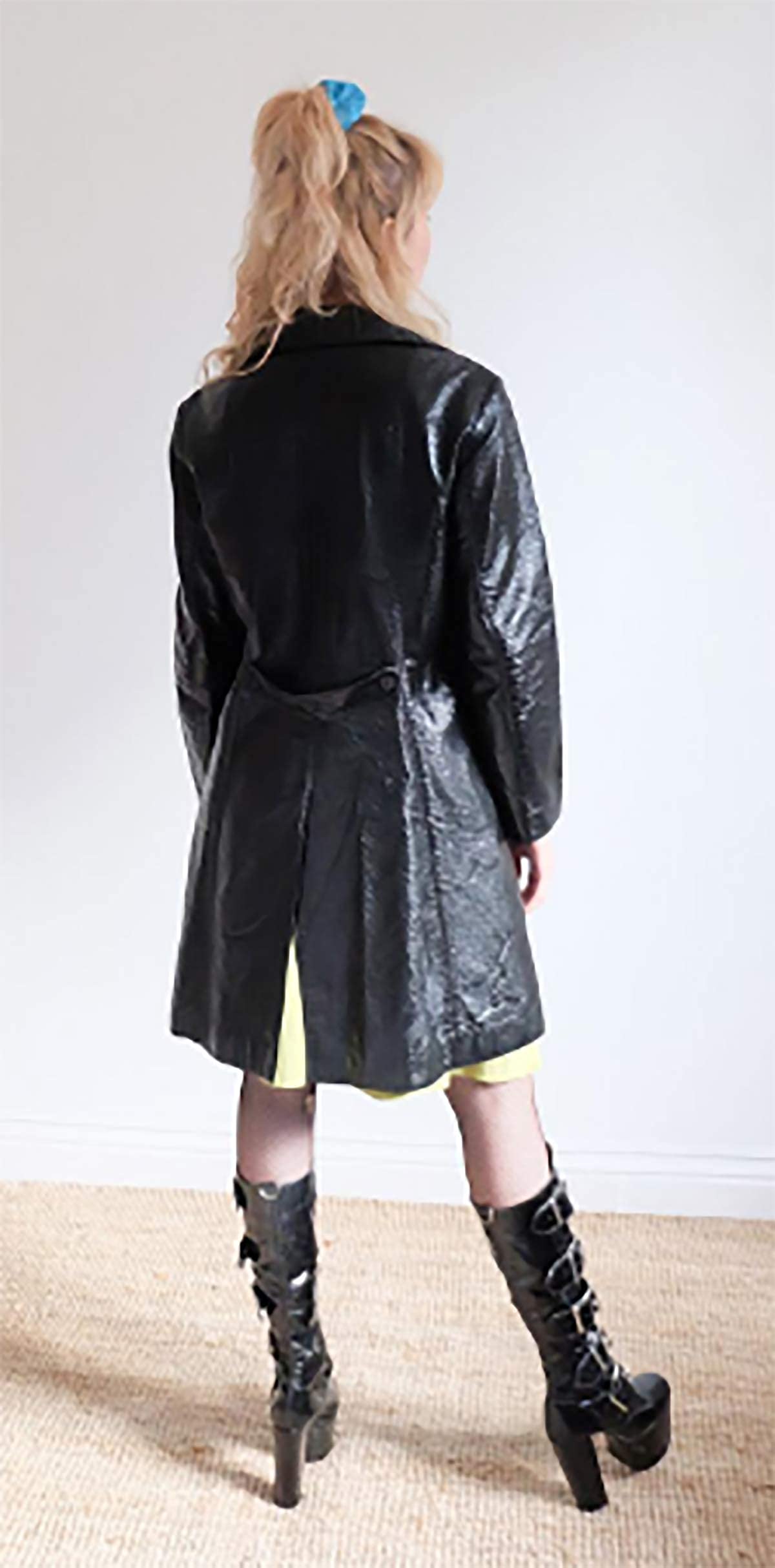 Damen Mode Outdoor Kleidung Vintage Schwarz Wetlook PVC Kurze Jacke Gr. 50, Schwarz – PVC-Jacken für Damen