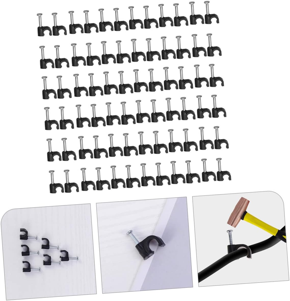 1set Cable Staples Wire Clips for Cables Steel Nail Electric Wire Clips Easy Installation for Management