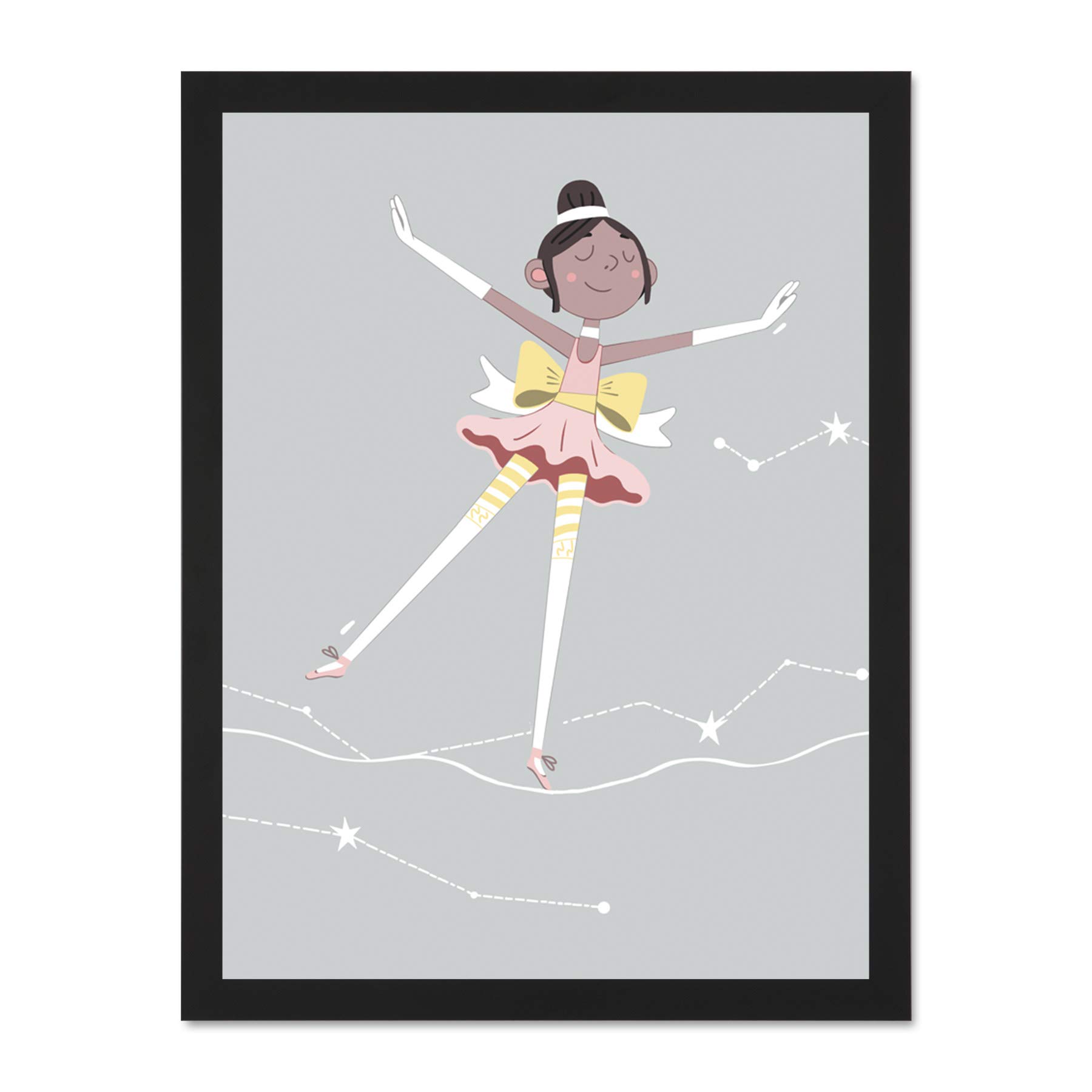 Wee Blue Coo Girls Ballerina Dancer Stars Large Framed Art Print Wall Poster 18x24 inch