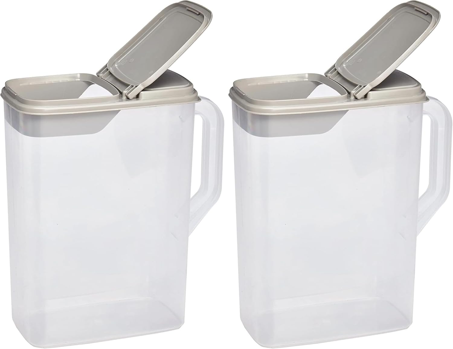 Buddeez Pet Food Storage Container - 8 Quart Capacity Dog/Cat Food & Bird Seed Container with Durable EZ Grip Handle, Flip Gray Lid (includes 1 Cup Clear Scoop) (Pack of 2)