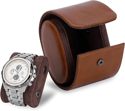 Single Watch Roll Travel Case, Portable Travel Watch Case, Microfiber Leather Watch Box Organizer with Removable Pillow, Watch Display Case Jewelry Gift Box for Birthday Anniversary Christmas