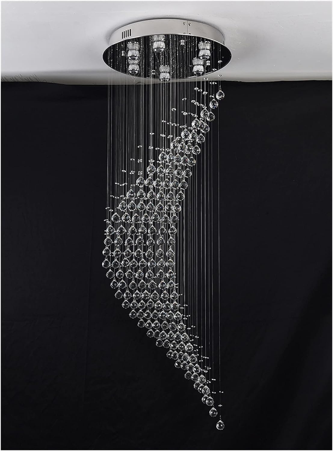 Lámpara de araña moderna LED, lámpara de cristal de escalera moderna, diseño en espiral de lujo, lámpara de pasillo, sala de estar, comedor, lámpara de cristal de alambre de suspensión, loft, lámpara