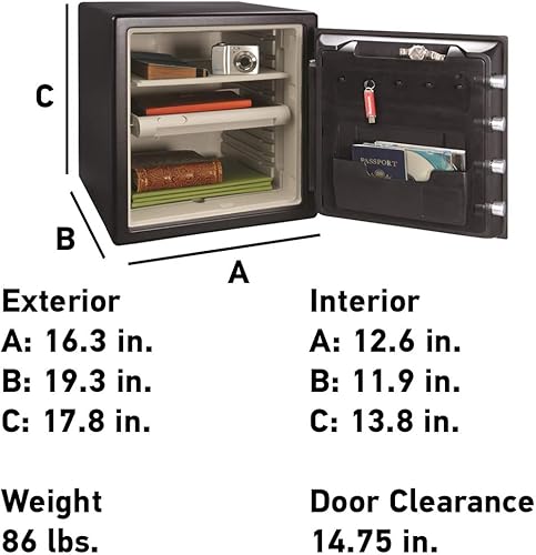 Miniatura 4 de SentrySafe Caja de seguridad contra incendios, caja de seguridad extra grande con clave, 1,23 pies cúbicos, SFW123CU