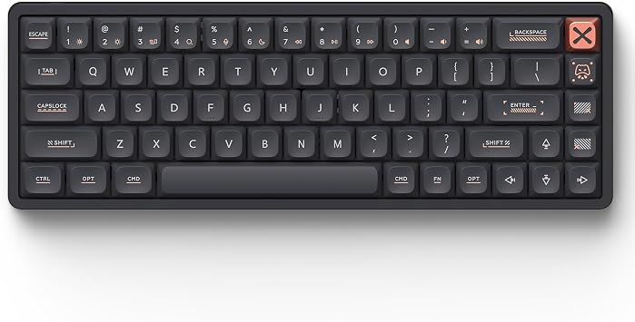 IQUNIX Magi65 Low Profile Mechanical Keyboard Wireless 65% Keyboard Ultra Slim for Creamy Typing, Hot Swappable, RGB Backlit, PBT Keycaps, Aluminum Case, BT/2.4G/USB-C, for Mac/Windows Shadow Black