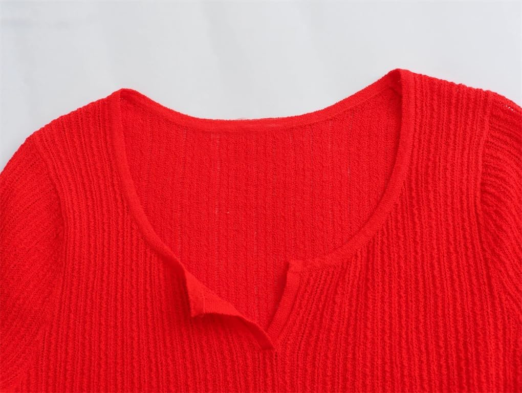Women's Open Collar Knitted Slim Fit Short Sleeve T-Shirt