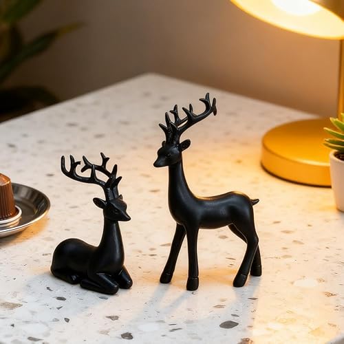 Miniatura 6 de Figuras de reno de Navidad de resina, estatuas de ciervos, figura decorativa, decoración de escultura de renos de metal, decoración de Navidad de