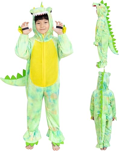 Miniatura 2 de Dearsun Disfraz de dinosaurio T-Rex para niños disfraz de dinosaurio para niños disfraz de disfraz con capucha M110 verde