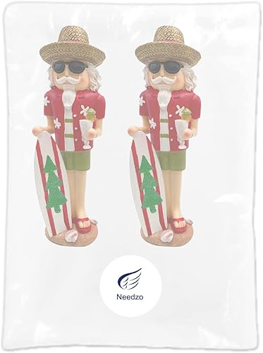 Miniatura 7 de Needzo Tabla de surf de madera Cascanueces de Papá Noel, temática tropical, decoración de mesa de Navidad en la playa, figura coleccionable pintada