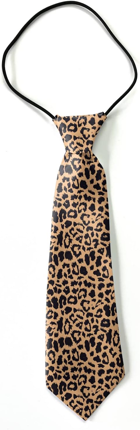 Toddler Size ( Leopard Print ) Pre-Tied Adjustable Novelty Necktie, Fashion Conversational Neck Strap Ties for Boys and Children, for Wedding Parties Events