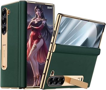 Hinge Cases for Samsung Galaxy Z Fold 5. Leather Holster for Samsung Z Fold5 Folding Display Mobile Phone Case. One Piece Mobile Phone Case/Pouch Made of Leather
