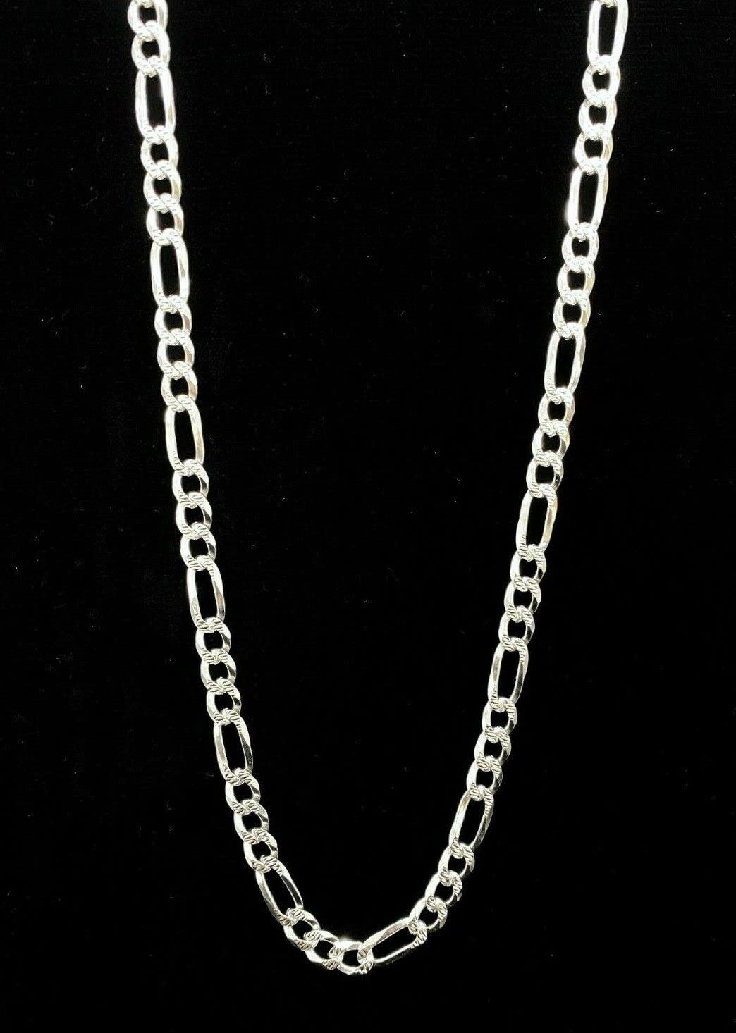 Amazon.com: Solid 925 Sterling Silver 7MM Figaro Link Chain