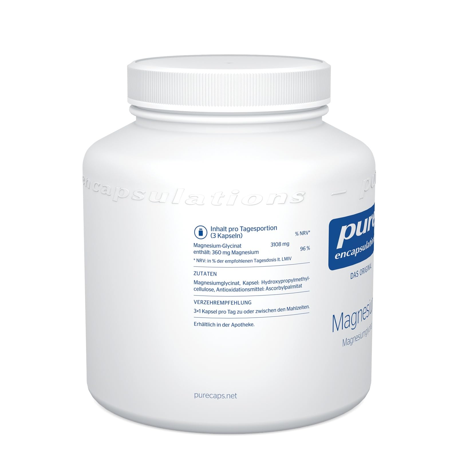 Pure Encapsulations Magnesiumglycinat |180 Kapseln (2 Monate Vorrat) | Organisch gebundenes Magnesium | Trägt zur Verringerung von Müdigkeit und Ermüdung bei | Sehr gut vom Körper aufgenommen