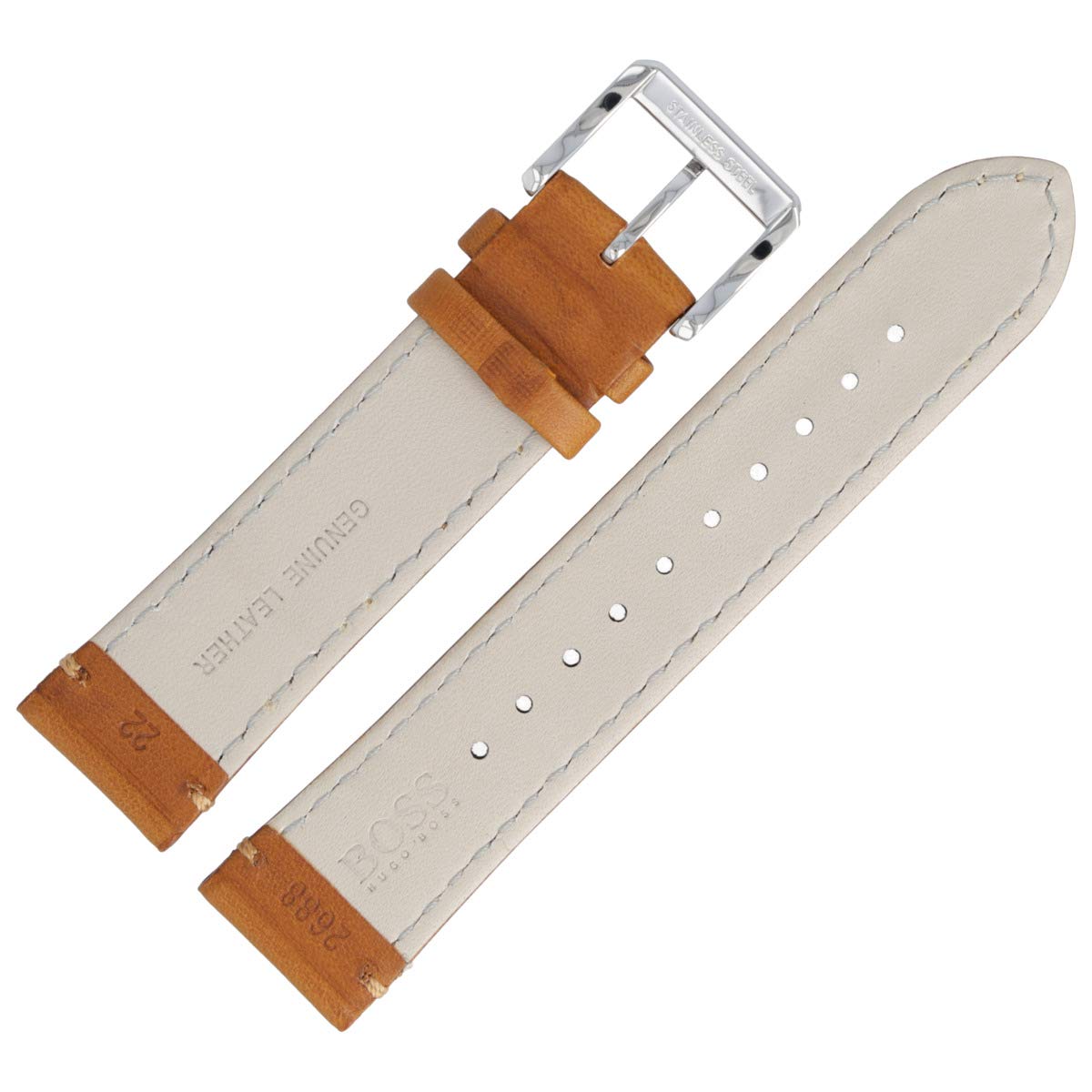 HUGO BOSS Uhrenarmband 22mm Leder Braun Glatt - 659302688