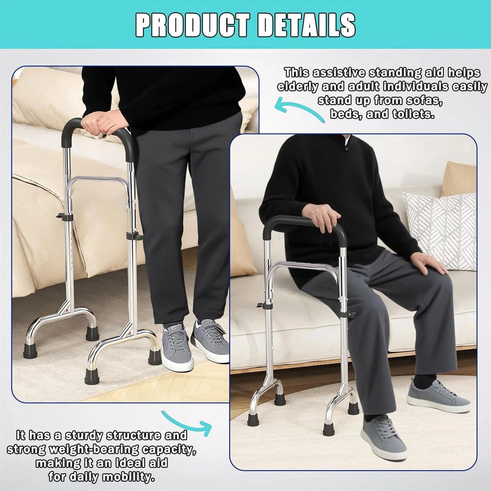 Bastón para ancianos, base ajustable de cuatro patas para estabilidad, ayuda a la movilidad para personas mayores