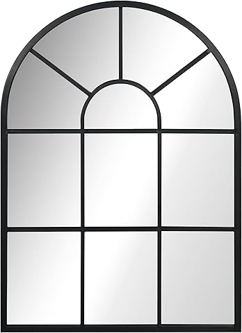 HOMCOM Espejo Decorativo de Pared 50x70 cm Espejo de Ventana de Metal para Salón Dormitorio Entrada Estilo Moderno Negro