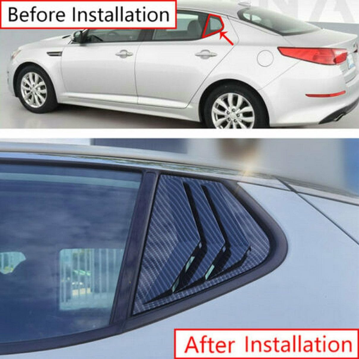 Rear Side Window Quarter Louver Cover Carbon Fiber for Kia Optima K5 2011 2012 2013 2014 2015