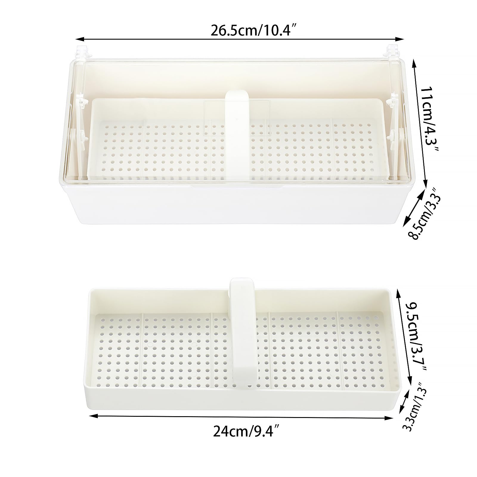JUXYES Bandeja de esterilización de plástico para accesorios de arte de uñas, bandeja esterilizadora portátil con colador, caja de almacenamiento para pinzas, herramientas de manicura, herramienta de