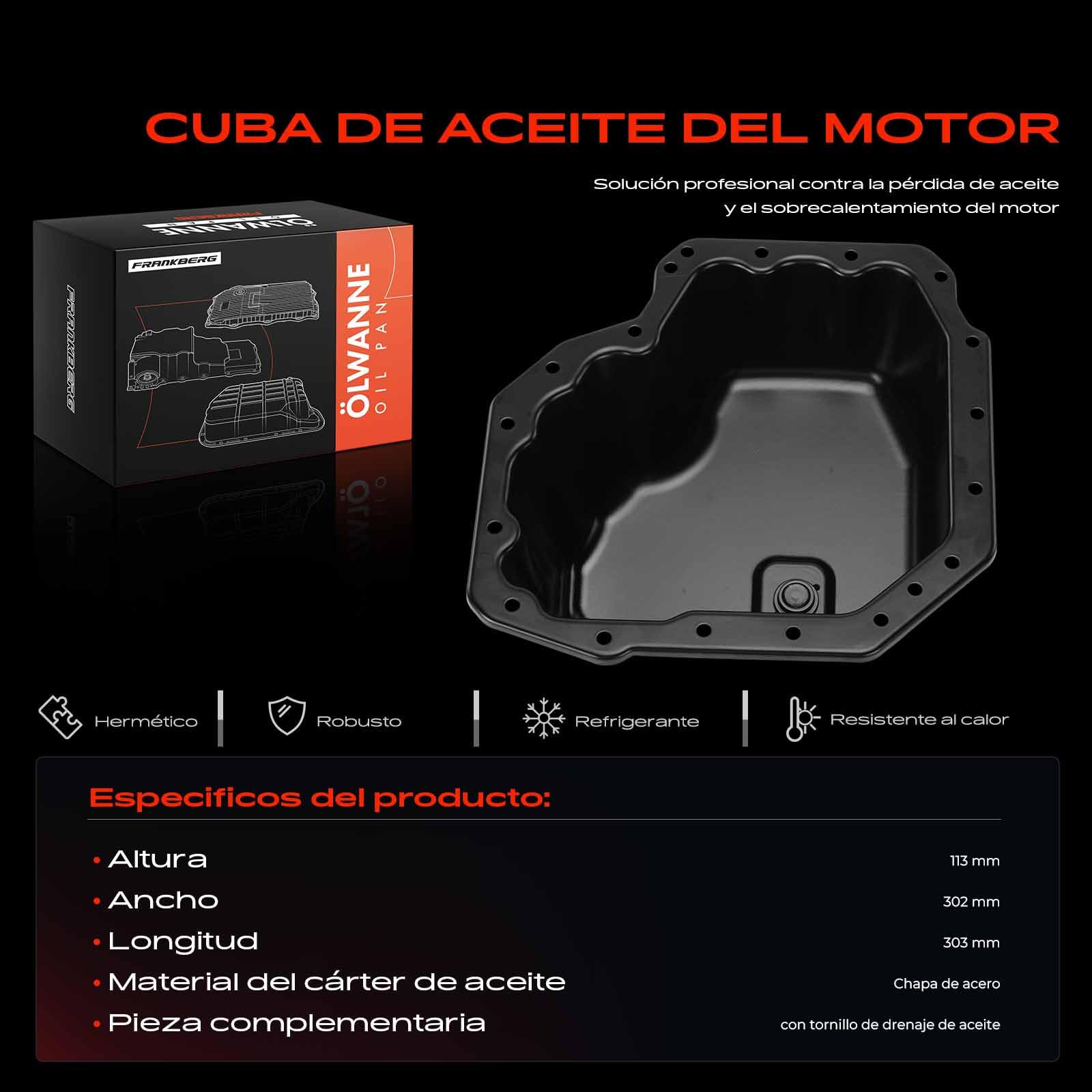 Frankberg Cárter de aceite cárter de aceite del motor junta del cárter de | mit lablassschraube, Diesel; 68027587AA; Compatible con: Nitro Van KA, Nitro, Wrangler III JK, Cherokee KK