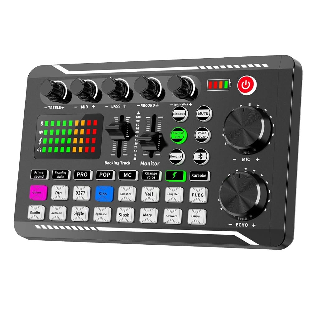 SHABD Carte Son Microphone Table de Mixage Audio Carte Son Console de Mixage Audio Amplificateur Table de Mixage de Musique en Direct Amplificateur ÉQuipement DJ