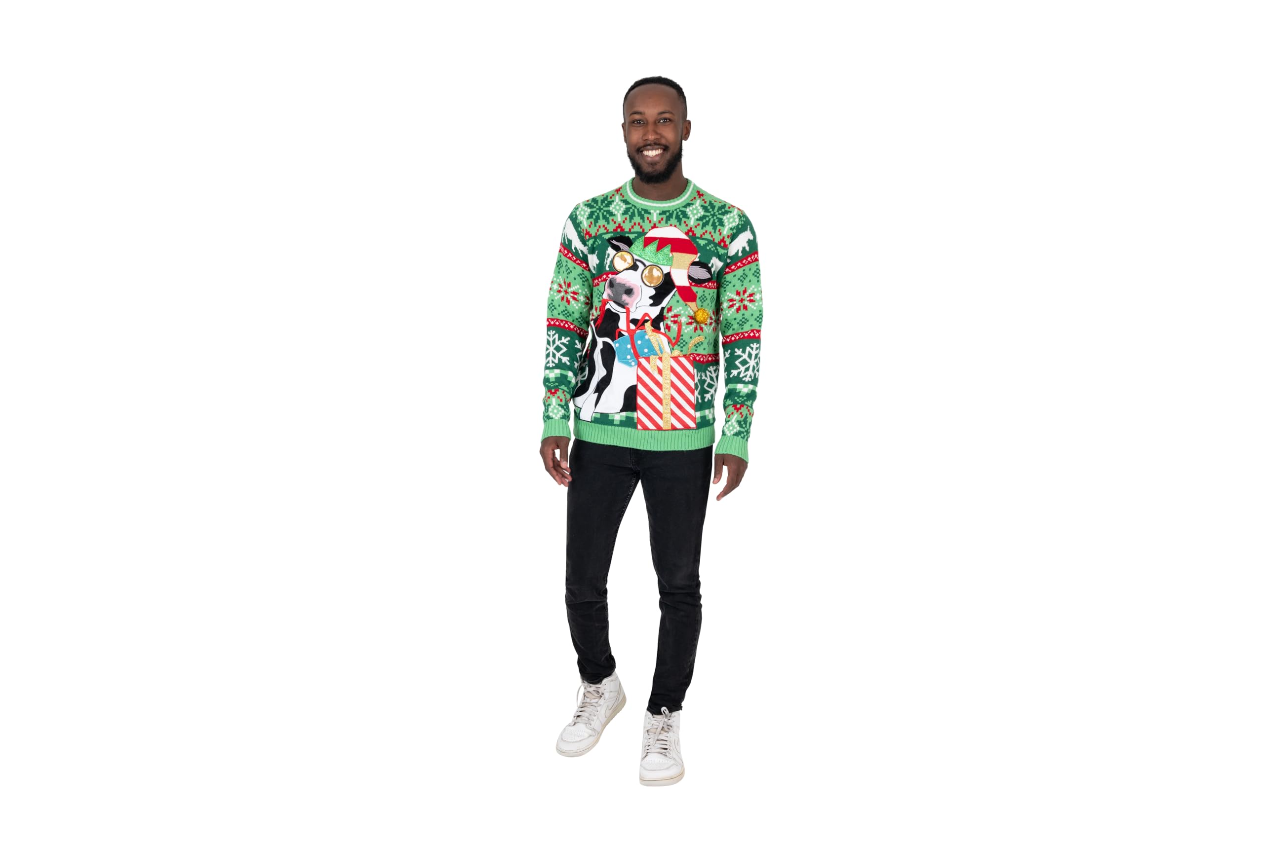 Blizzard Baymens Ugly Christmas Sunglass Cow Gift Drink Pocket Sweater