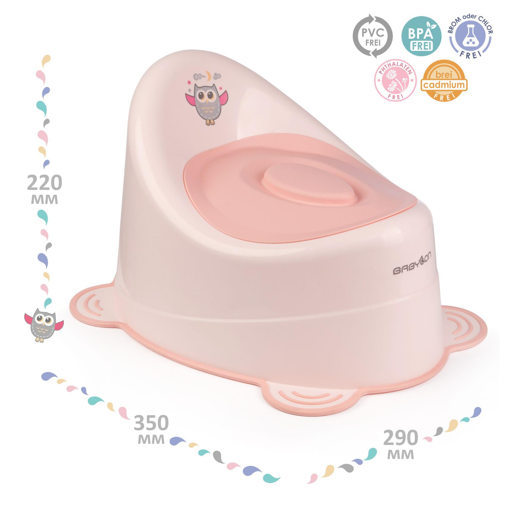 BABYLON Vasino per bambini con coperchio Snail anti scivolo Vasino per bambini wc, colore: rosa