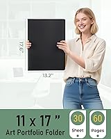 Vista 2 de Nicpro Art Portfolio 11x17, Upgraded Large Portfolio Folder for Artwork with 30 Pockets Display 60 Pages, Presentation Book Binder with Protector