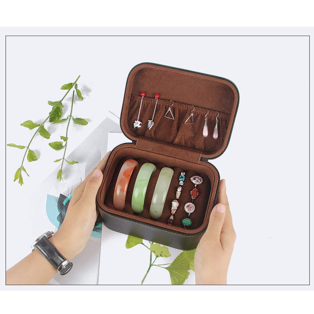 Schmuckschatulle, tragbare Schmuckschatulle, 5 Fächer, Schmuckschatulle für Damenarmbänder, Schmuckschatulle mit Reißverschlussdeckel, Reise-Schmuck-Organizer für Jadearmbänder, Schmuckschatulle