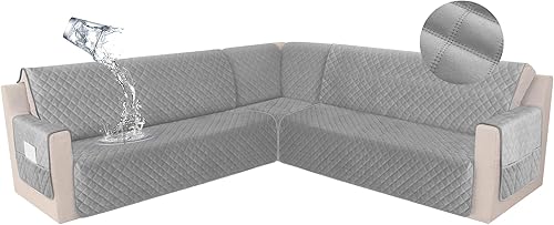Miniatura 52 de HDCAXKJ Funda impermeable para sofá modular esquinero, de terciopelo en forma de L, para mascotas y perros, suave, resistente, en forma de U, juego