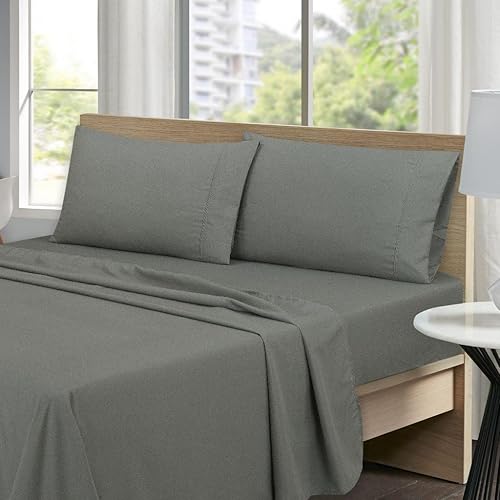 ATC Juego de sábanas de tamaño individual Cómodas sábanas y fundas de almohada (4 piezas, 1200 hilos) Juego de ropa de cama transpirable y