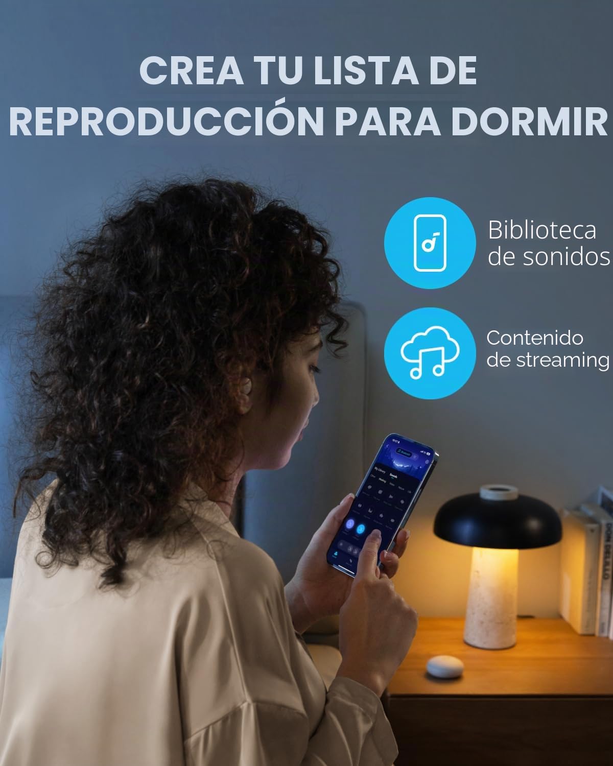 soundcore Ancla, auriculares para dormir, A20, bloqueo de sonido, dormir de lado, 80 horas de reproducción, análisis del sueño, función de despertador personalizable, diseño plano cómodo