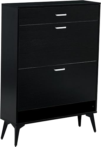 Miniatura 5 de Armario multifuncional de almacenamiento de zapatos con 2 cajones abatibles para entrada, zapatero independiente con 1 cajón de almacenamiento,