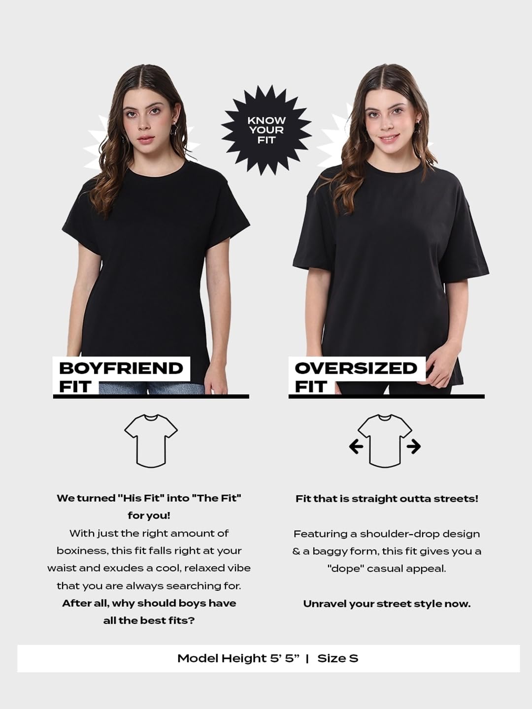 Bewakoof Lot de 2 t-shirts en pur coton pour femme - Grande taille - Demi-manches - Col rond