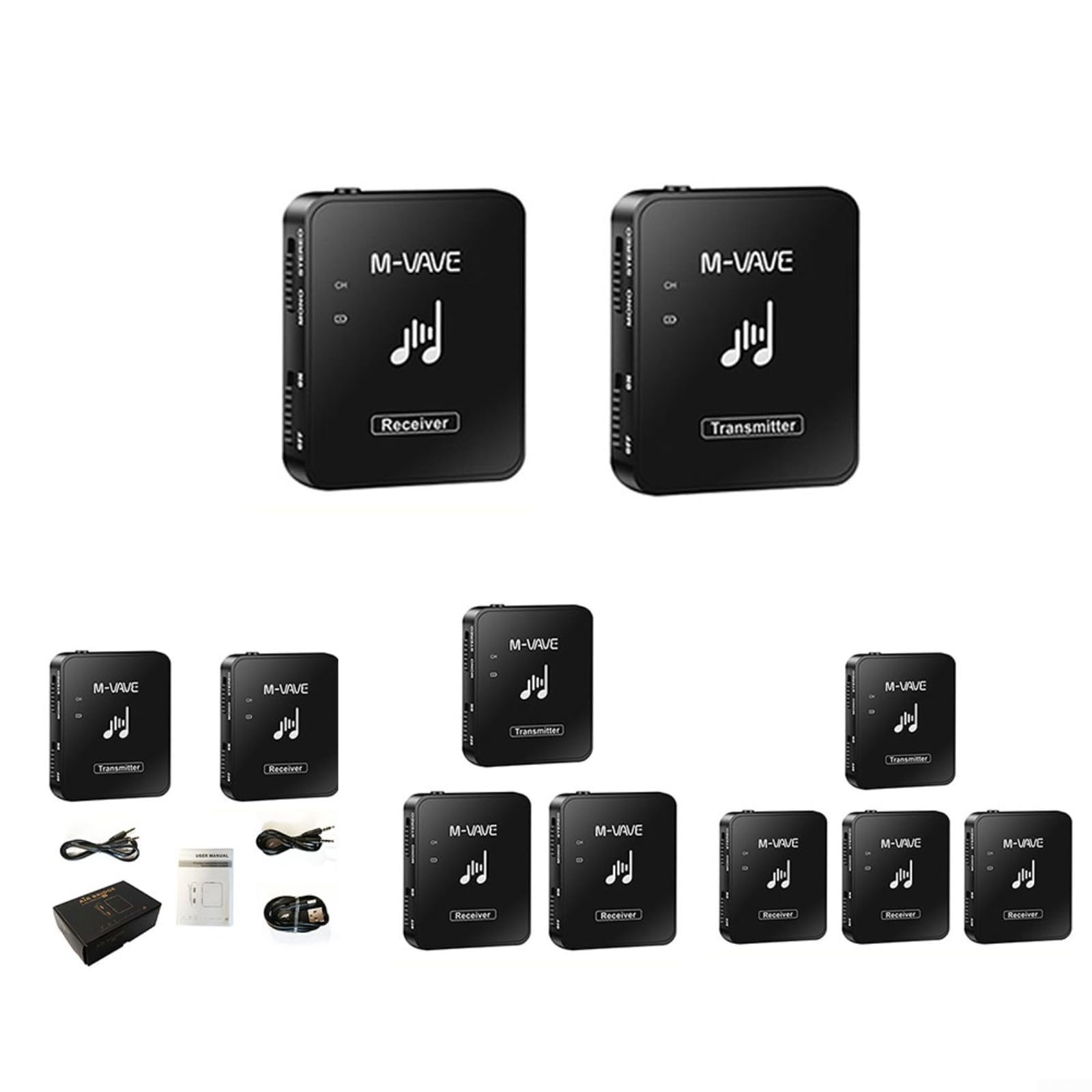 Lioaeust Auriculares inalámbricos, Bluetooth inalámbrico de retorno de oído 2.4G sistema de monitor intrauditivo inalámbrico receptor transmisor recargable (B)