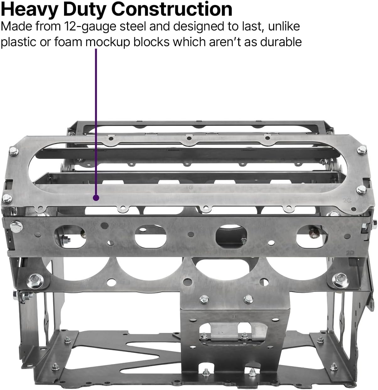 SoloSwap Chevy Gen V LT Mock Up Engine Swap Short Block, 12-Gauge Steel Lightweight Replica Accepts LT Intake, Headers, Oil Pan, Timing Cover and Accessory Brackets