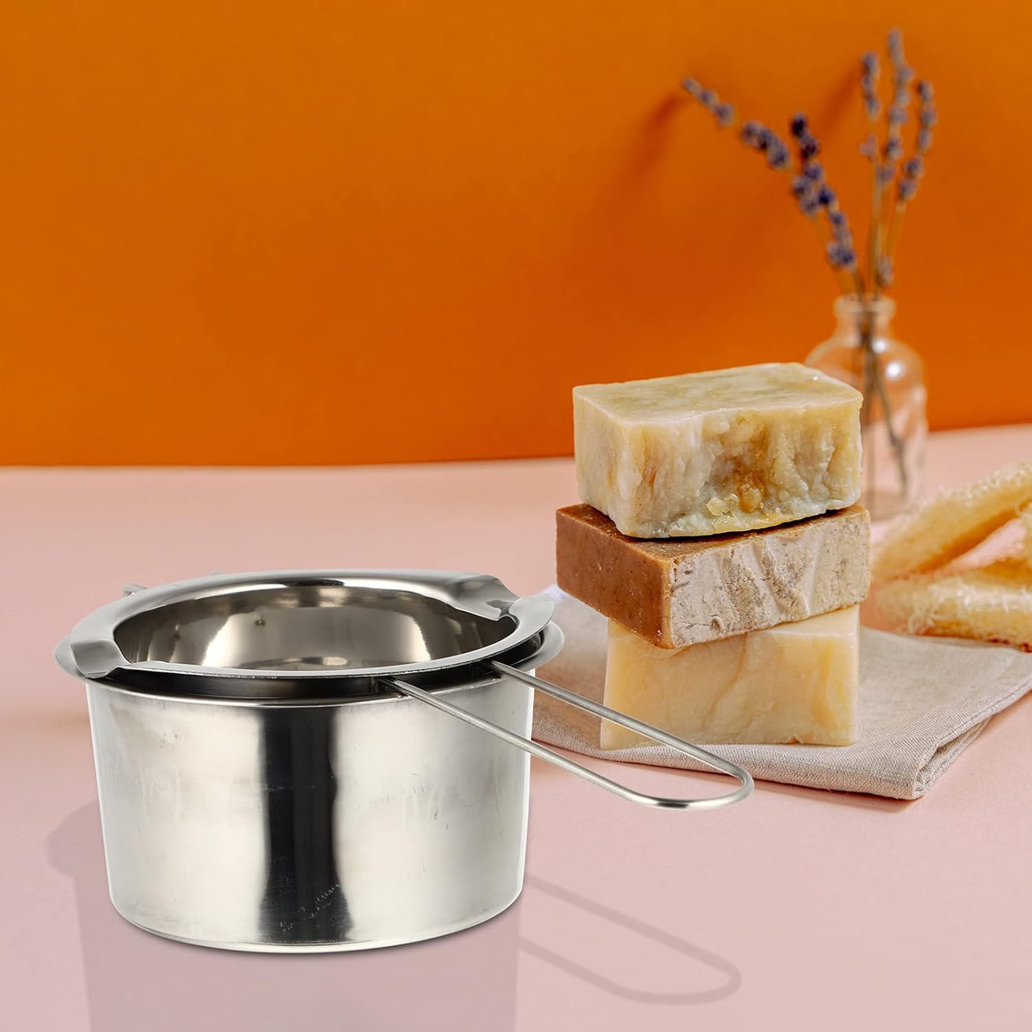 IWOWHERO 2pcs Wax Melting Pot for Soap Making Melting Bowl Handle Wax Container for Crafting and Home Use