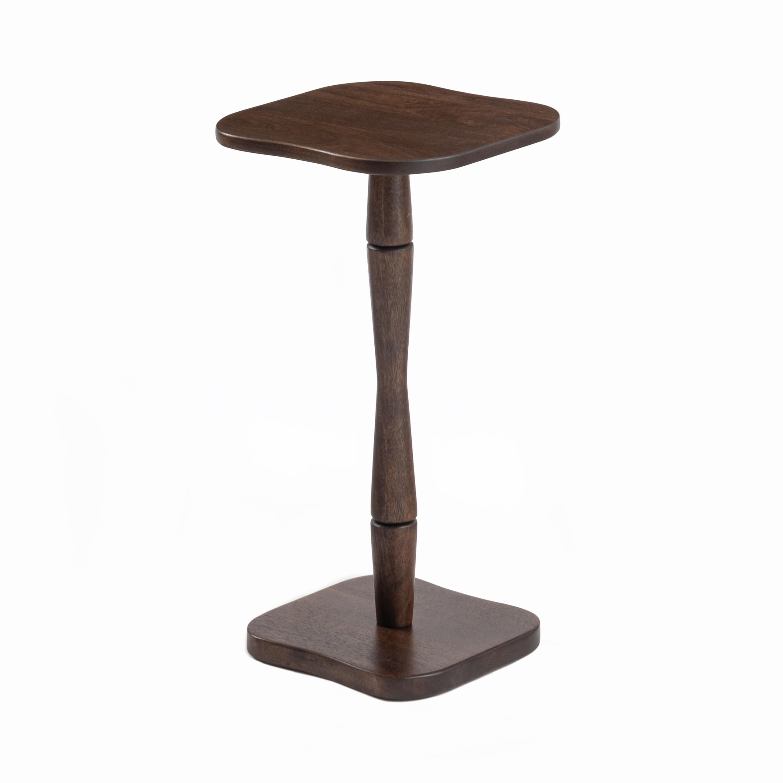 MH London Destiny Square Side End Table - 56cm Tall Solid Mango Wood Accent Table - Handmade Dark Espresso Nightstand for Living Room, Bedroom & Small Spaces