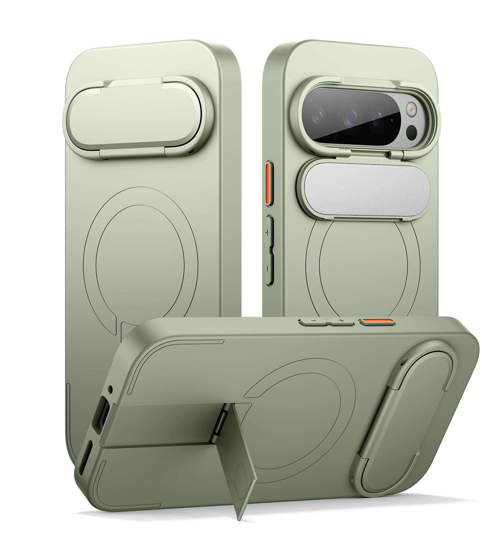 Photo 1 of SURITCH for Google Pixel 9 Pro XL Phone Case, Compatible with MagSafe, Protective Cover with Camera Cover & Adjustable Metal Kickstand for Pixel 9 Pro XL -Sage Green