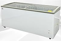 Coolerdepot SD651S 19 Cu Ft Commercial Chest Freezer Sliding Glass Door 72" White Curve Top 7 Baskets