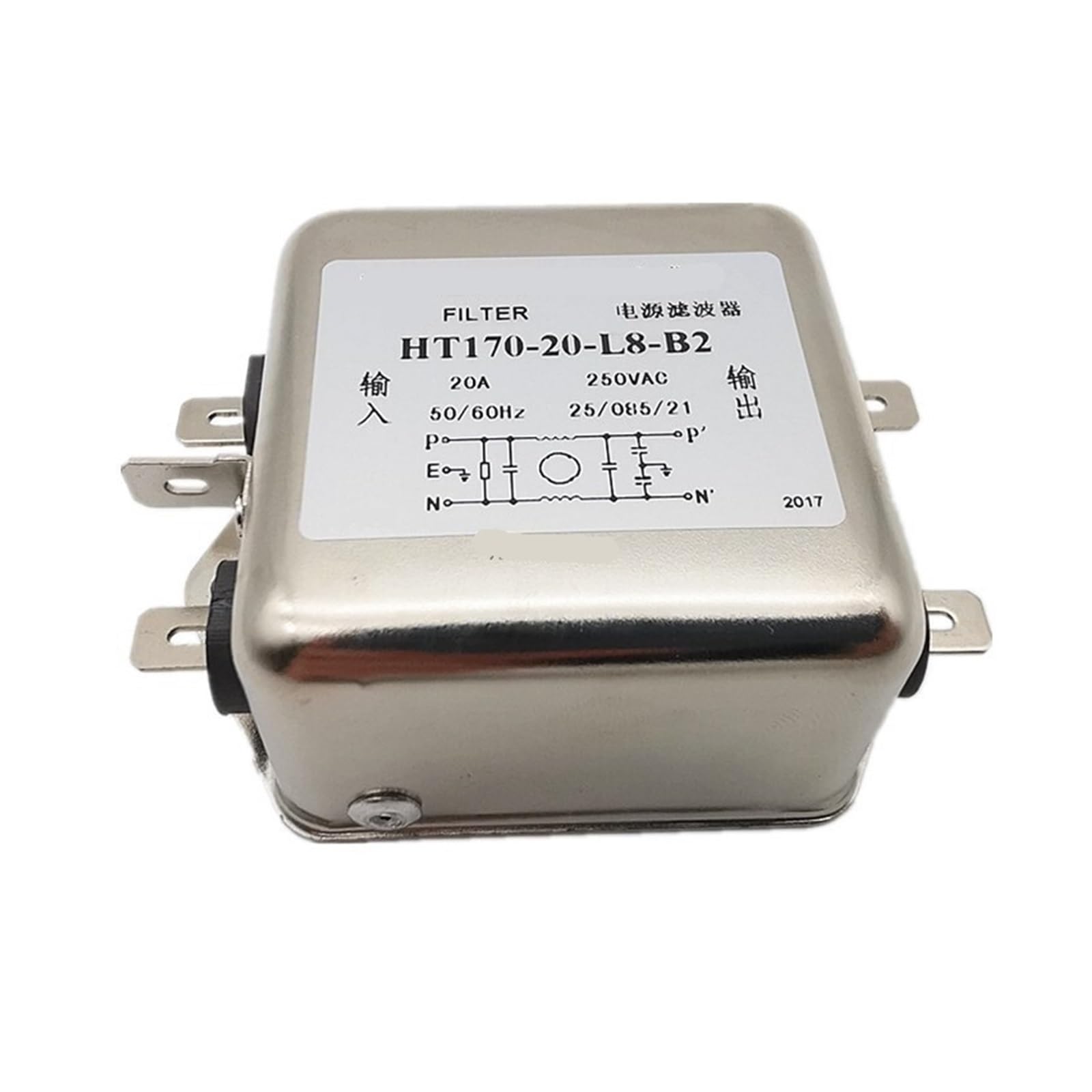 Filtre d'alimentation monophasé AC 220V contre parasites réseau HT170-20-L8-B2 20A