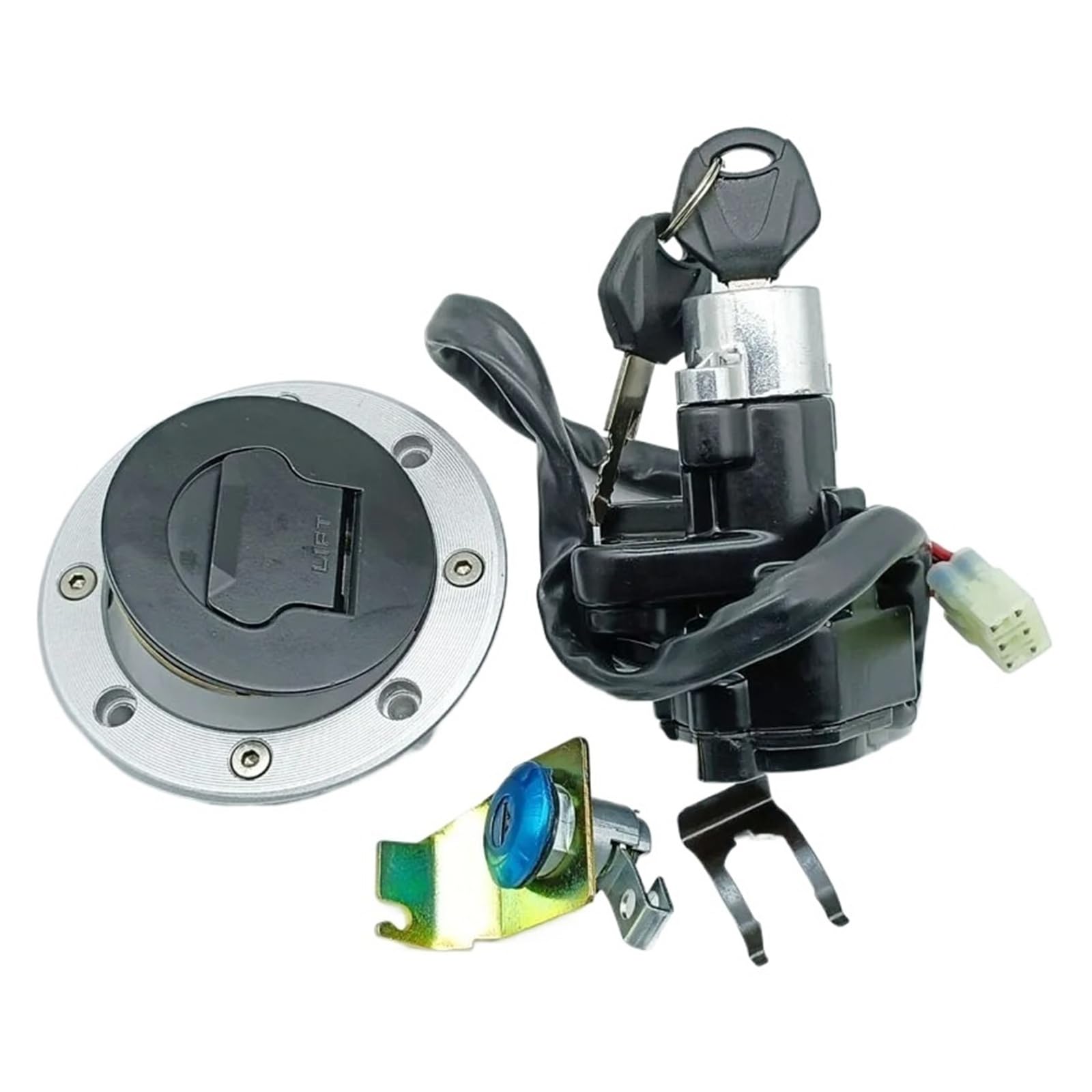Kit Comprenant Contacteur D'allumage Bouchon Réservoir D'essence Verrou Selle Pour Suzuki SV650 GSX1400 99-2007 Pour V-Strom DL 650/1000 02-2012 Interrupteur Clé Contact Moto