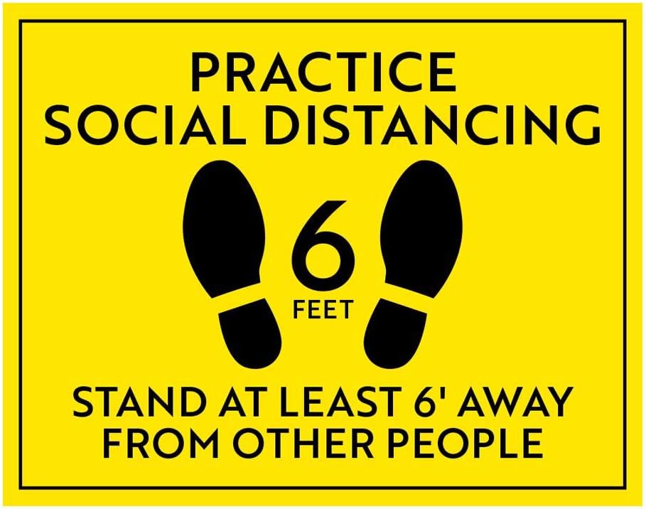 Social Distancing Sign - Yellow/Black (8.5 x 11)