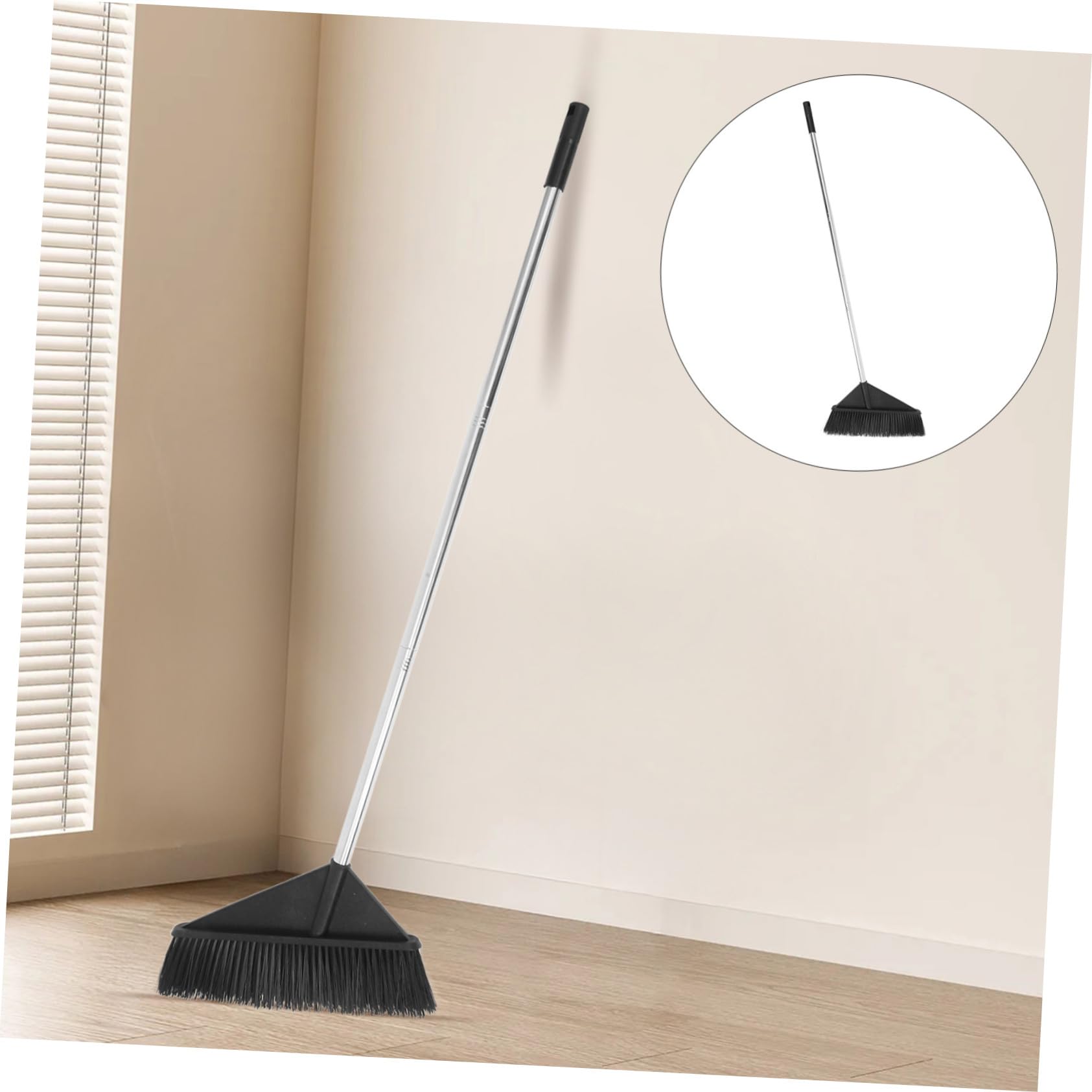Anneome Escoba de Cerdas Duras para Limpieza y Jardín con Mango Resistente para Patios Almacenes y de Hormigón Color Negro Elegante
