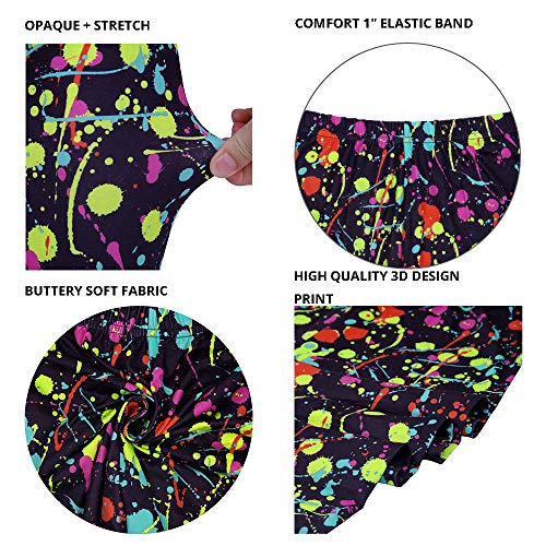 Image of sissycos Women's 80s Leggings Neon Artistic Splash Printed Buttery Soft Stretchy Pants