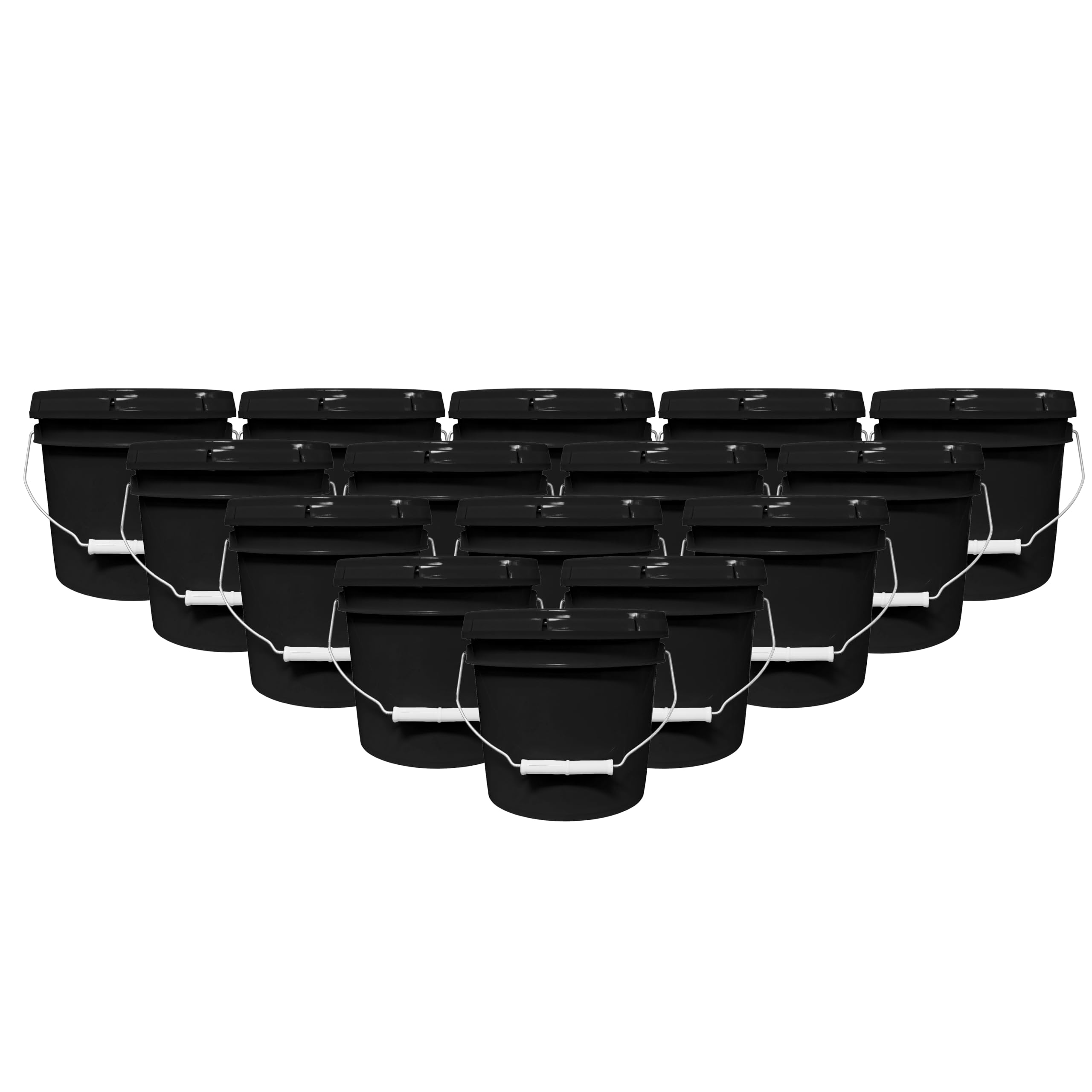MKS Plastics Black Small 1-Gallon Plastic Bucket with Airtight Lid, 15-Pack